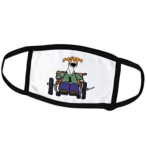 3dRose Funny Cute Greyhound Dog in Wheelchair Handicapped Cartoon - Face Covers -fc-307671-1- 3dRose Funny Cute Greyhound Dog in Wheelchair Handicapped Cartoon - Face Covers -fc-307671-1-