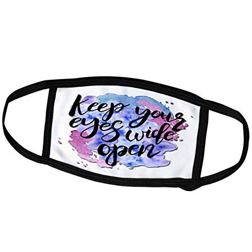 3dRose Keep Your Eyes Open on a Abstract Blue and Magenta Splat Back - Face Covers -fc-308296-1- 3dRose Keep Your Eyes Open on a Abstract Blue and Magenta Splat Back - Face Covers -fc-308296-1-