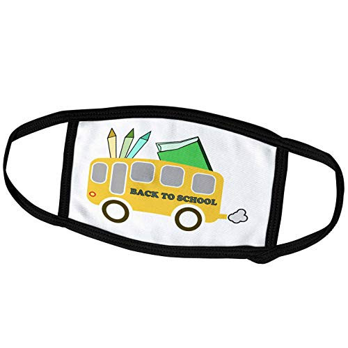 3dRose Image of Cartoon School Bus with Back to School and Supplies - Face Covers -fc-316567-1-