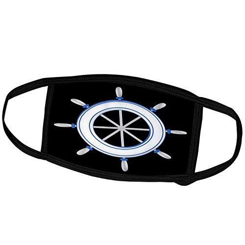 3dRose Blue and White Sailing Navigation Wheel Illustration - Face Covers -fc-341600-3-