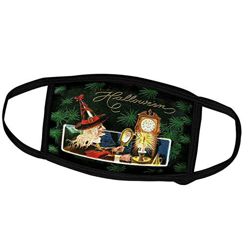 3dRose Witch Looking in Mirror and Enchanting Clock - Face Covers -fc-53722-1-
