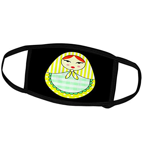 3dRose Cute Russian Matryoshka Nesting Doll Orange Hair - Cool Colors. - Face Covers -fc-58630-2-