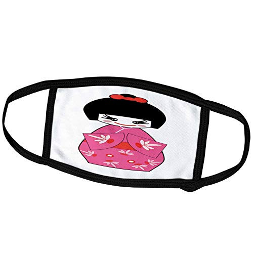3dRose Florene Asian - Cute Japanese Geisha Dressed Figure - Face Covers -fc-80258-1-