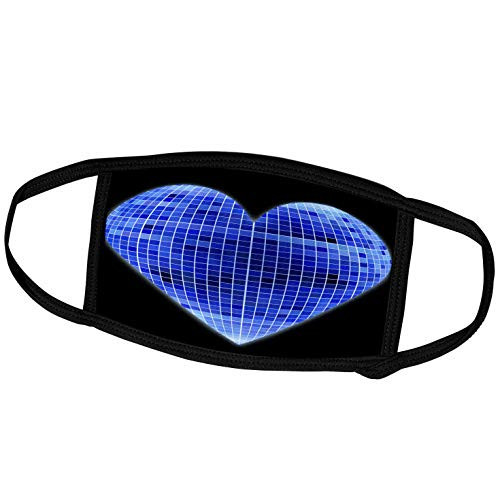 3dRose Anne Marie Baugh Hearts - Blue Mirror Ball Heart - Face Masks -fm-101583-1-