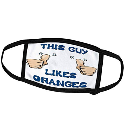 3dRose Blonde Designs This Guy Likes with Thumbs - This Guy Likes Oranges - Face Masks -fm-150418-1-