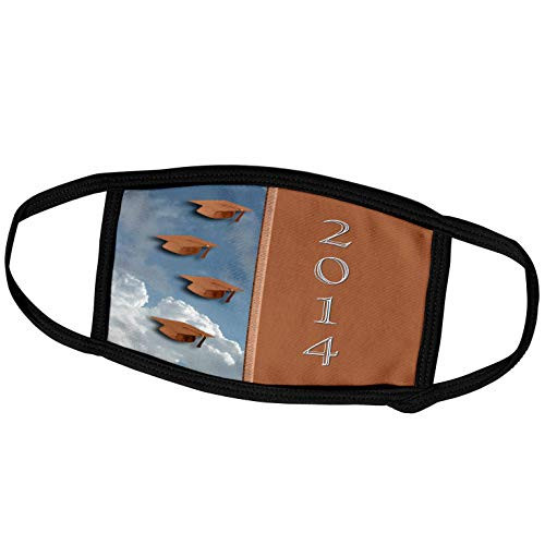 3dRose Beverly Turner Graduation Design - 2014, Orange Graduation Caps in The Clouds - Face Masks -fm-172676-1-
