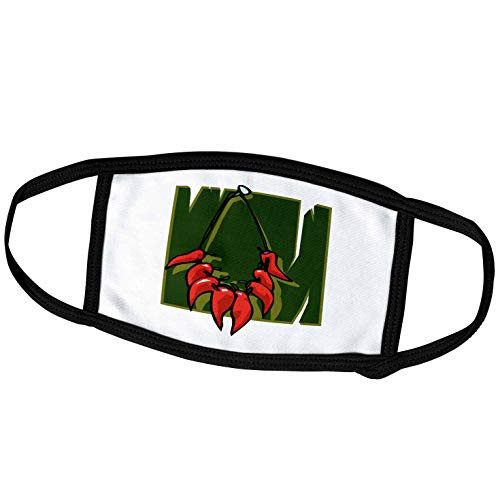 3dRose Susans Zoo Crew Food Vegetable Hot Pepper - String of red Peppers Green Back - Face Masks -fm-175688-3-