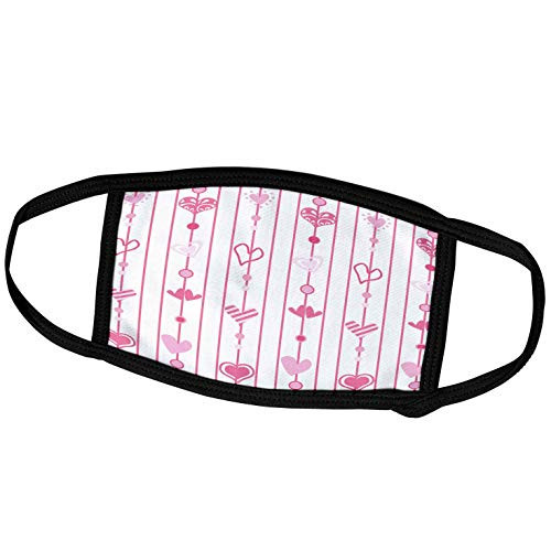 3dRose Anne Marie Baugh - Patterns - Pink and White Strings of Hearts Pattern - Face Masks -fm-215592-1-