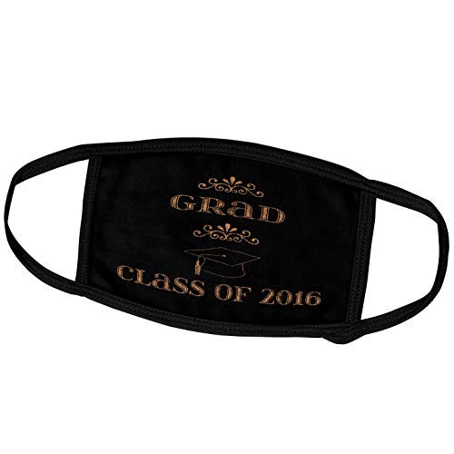 3dRose Beverly Turner Graduation Design - Class of 2016, Graduation Cap and Diploma Chalkboard Style, Orange - Face Masks -fm-234582-1-