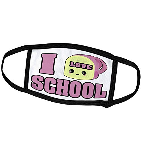 3dRose Dooni Designs - Cute Kawaii Designs - Cute Kawaii Backpack I Love School - Face Masks -fm-239420-2-
