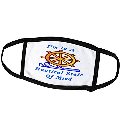 3dRose Florene Nautical Decor - Image of Im in A Nautical State of Mind with Wheel - Face Masks -fm-255336-1-