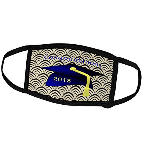 3dRose Graduation - Image of Congratulations Blue Cap Yellow Tassel Art Deco Back - Face Masks -fm-266449-3- 3dRose Graduation - Image of Congratulations Blue Cap Yellow Tassel Art Deco Back - Face Masks -fm-266449-3-