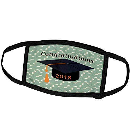 3dRose Graduation - Image of Congratulations Black Cap Orange Tassel Green Back - Face Masks -fm-266451-3- 3dRose Graduation - Image of Congratulations Black Cap Orange Tassel Green Back - Face Masks -fm-266451-3-