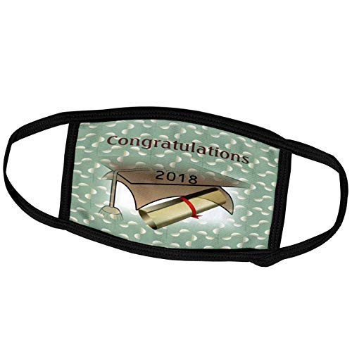 3dRose Graduation - Image of Congratulations Tan Cap and Tassel On Green Back - Face Masks -fm-266457-2- 3dRose Graduation - Image of Congratulations Tan Cap and Tassel On Green Back - Face Masks -fm-266457-2-