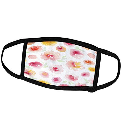 3dRose Anne Marie Baugh - Pattern - Image of Pretty Pink and Orange Watercolor Flowers Pattern - Face Masks -fm-267609-1- 3dRose Anne Marie Baugh - Pattern - Image of Pretty Pink and Orange Watercolor Flowers Pattern - Face Masks -fm-267609-1-