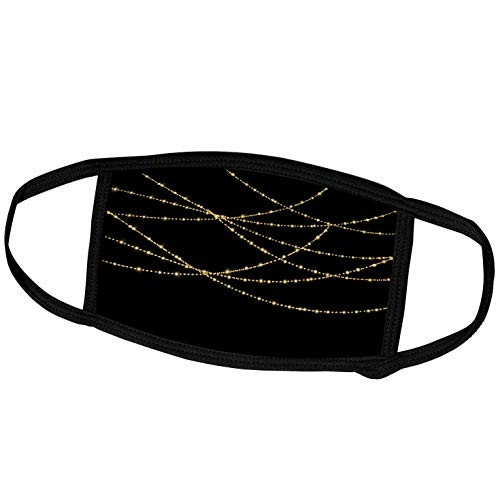 3dRose Image of Glam Criss Cross Gold String Lights On A Black Background - Face Masks -fm-274032-2-