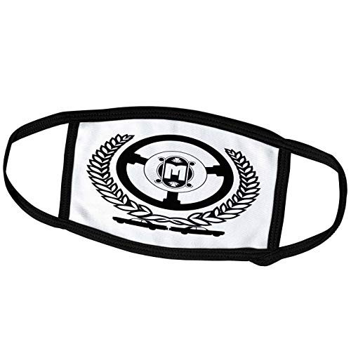 3dRose Alexis Design - Monogram Auto Car - Laurel Wreath, Steering Wheel, Two Lovely Cars. Shapely Letter M - Face Masks -fm-297425-3-