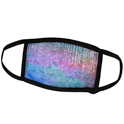 3dRose Pretty Pink, Blue Unicorn Floral with Image of String Lights - Face Masks -fm-341317-1- 3dRose Pretty Pink, Blue Unicorn Floral with Image of String Lights - Face Masks -fm-341317-1-