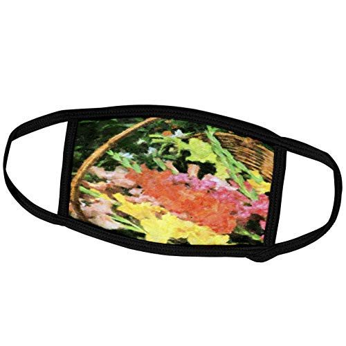 3dRose Florene Abstract Floral - Yellow Orange Pink Floral in Wicker Basket - Face Masks -fm-35080-1-