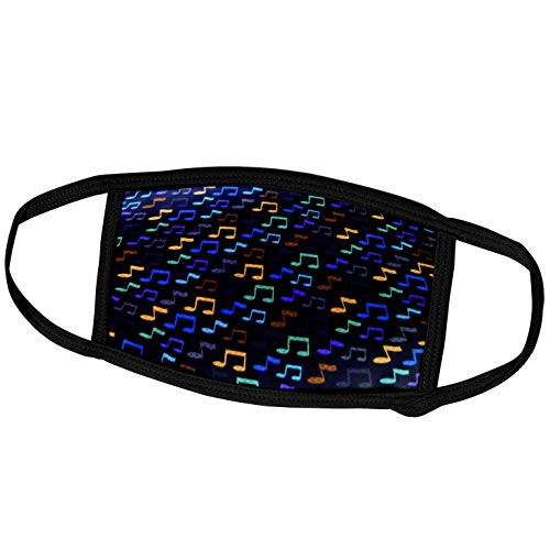 3dRose Florene Music - Green Blue Orange Notes On Black - Face Masks -fm-38148-1- 3dRose Florene Music - Green Blue Orange Notes On Black - Face Masks -fm-38148-1-