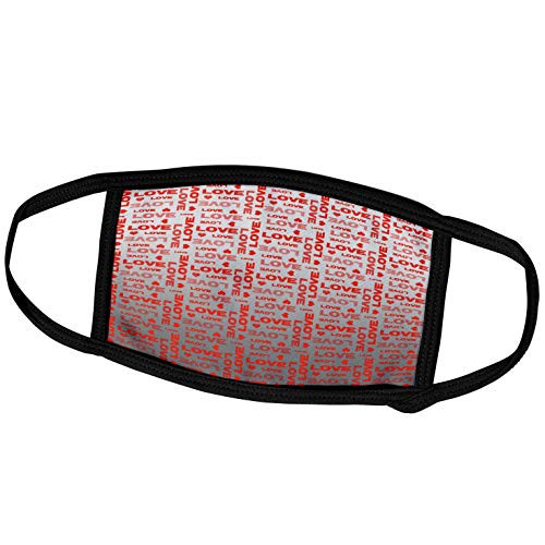 3dRose PS Inspirations - Red Love and Hearts Word Art Mirror Style - Inspirational - Face Masks -fm-59111-2-