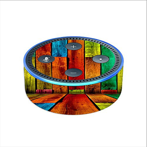 Skin Decal Vinyl Wrap for Amazon Echo Dot 2 -2nd generation- / Colorful Wood pattern