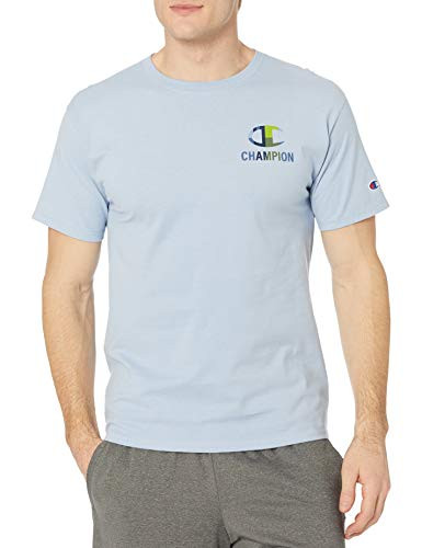 Champion Men's Classic T-Shirt, Left Chest Graphic, Mache Blue-586442, Medium