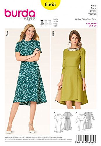 Burda Ladies Easy Sewing Pattern 6565 Dresses with Wrap Skirt