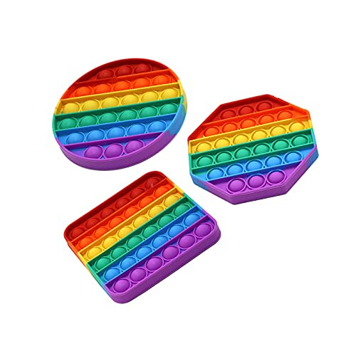 Symina Push Pop Pop Bubble Sensory Fidget Toy, Autism Special Needs Stress Reliever Silicone Stress Toy, Bubble Squeeze Sensory Toy, Stress Reliever Anti-Anxiety Rainbow Toys