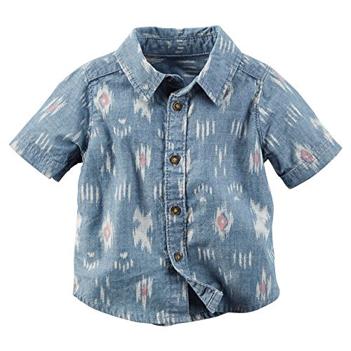 Carter's Baby Boy Printed Chambray Button-Front Shirt -12 Months, Chambray-
