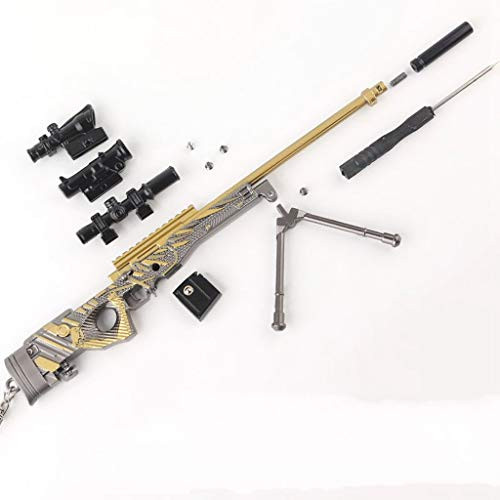 QISUO AWM Sniper Rifle Gun Keychain Model Metal Great Gift for Boys Mini Figure Arts Collection Supplies Desk Decoration Weapon Action Gun Accessories Charm Pendant -J-