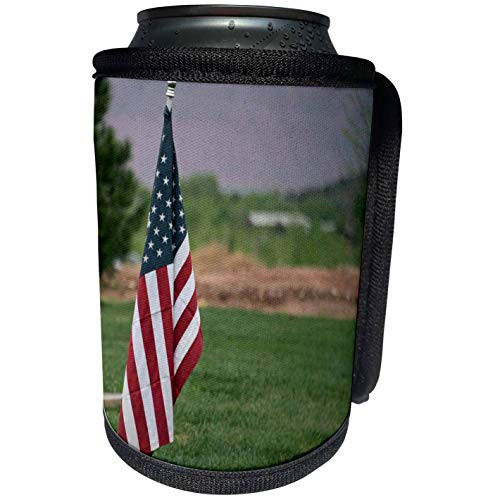 3dRose Jos Fauxtographee- Memorial Flag - An American Flag standing on a grave yard as a memorial - Can Cooler Bottle Wrap -cc-293672-1-