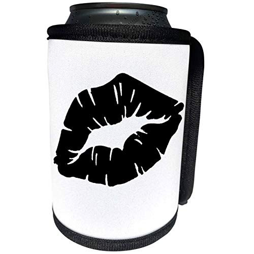 3dRose Taiche - Vector Art - Lips - Beautiful Black Lipstick Kiss Isolated - Can Cooler Bottle Wrap -cc-300746-1-