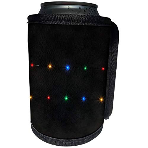 3dRose Taiche - Acrylic Painting - Abstract Minimalism - Decorative String Lights On Black Background - Can Cooler Bottle Wrap -cc-303298-1-