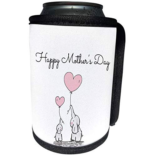 3dRose Happy Mothers Day with a mom and baby elephant. - Can Cooler Bottle Wrap -cc-344630-1-