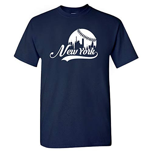 New York City Baseball Skyline Shirt -S- Navy