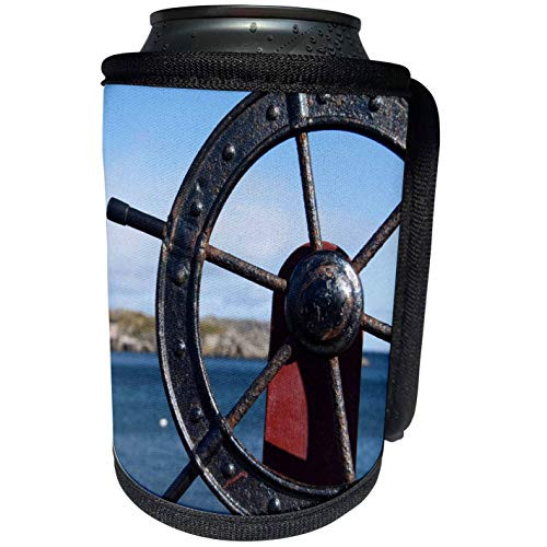 3dRose Danita Delimont - Boats - Newfoundland and Labrador, Harbor, Boat wheel-CN05 CMI0176 - Cindy Miller Hopkins - Can Cooler Bottle Wrap -cc-70714-1-