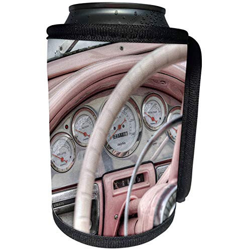 3dRose RONI CHASTAIN PHOTOGRAPHY - OLD PINK CAR, CLOSE UP OF DASH AND WHEEL - Can Cooler Bottle Wrap -cc-173705-1- 3dRose RONI CHASTAIN PHOTOGRAPHY - OLD PINK CAR, CLOSE UP OF DASH AND WHEEL - Can Cooler Bottle Wrap -cc-173705-1-