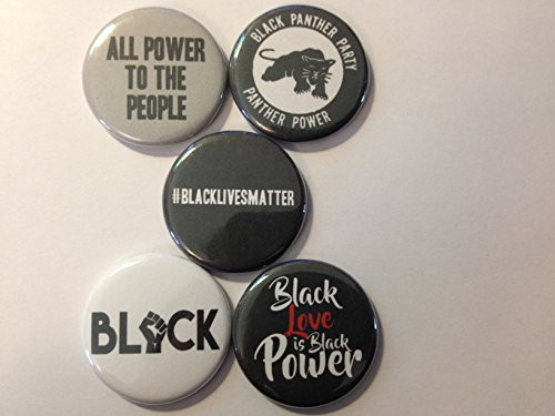 5 Black Lives Matter 1.25" Pinback Buttons, Set of Badges, Black Power, Black Panthers, Black Pride