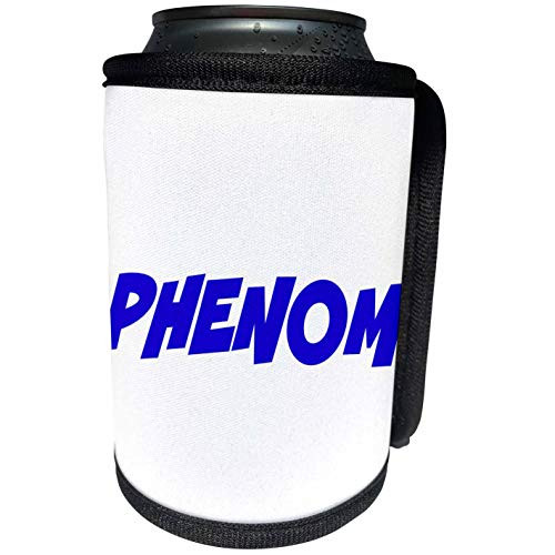 3dRose Xander inspirational quotes - Phenom, blue letters on a white background - Can Cooler Bottle Wrap -cc-220056-1-