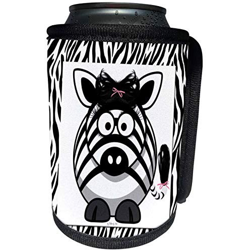 3dRose Doreen Erhardt Baby Designs - Zebra with Pink Bow - Can Cooler Bottle Wrap -cc-21790-1-