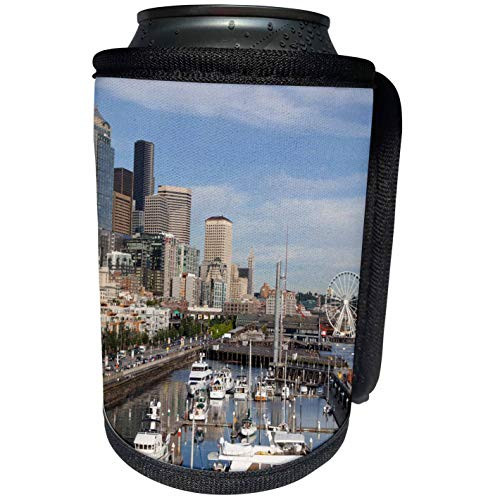 3dRose Danita Delimont - Skylines - USA, Washington, Seattle skyline, Great Wheel - US48 JWI4040 - Jamie and Judy Wild - Can Cooler Bottle Wrap -cc-148067-1-