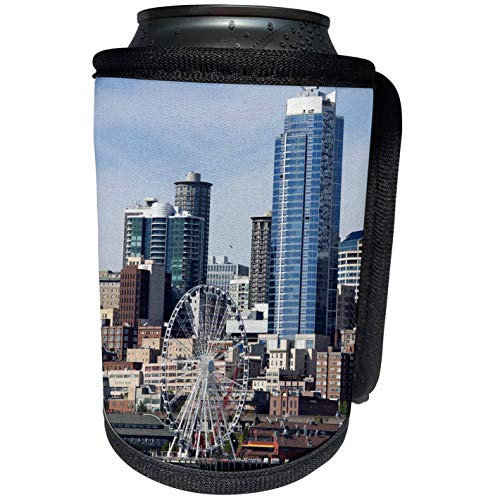 3dRose Danita Delimont - Skylines - USA, Washington, Seattle skyline, Great Wheel - US48 JWI4043 - Jamie and Judy Wild - Can Cooler Bottle Wrap -cc-148070-1-