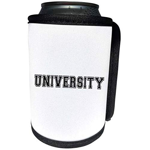 3dRose InspirationzStore Typography - University text in black - college students or graduates fashion - black and white retro preppy font - Can Cooler Bottle Wrap -cc-151255-1-