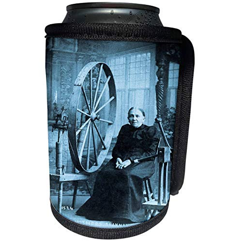 3dRose Scenes from the Past Vintage Postcards - Louis Peshas Granny and Spinning Wheel Cyan - Can Cooler Bottle Wrap -cc-16253-1-