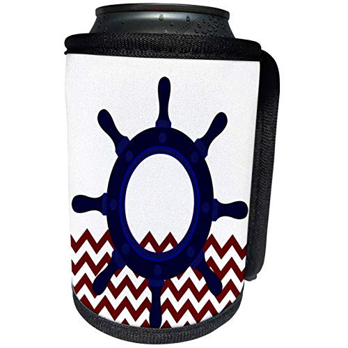3dRose Janna Salak Designs Nautical - Ocean Theme Ship Wheel - Can Cooler Bottle Wrap -cc-201730-1-