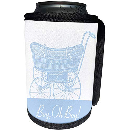 3dRose Russ Billington Designs - Boy Oh Boy- Pretty Vintage Baby Carriage Illustration - Can Cooler Bottle Wrap -cc-220876-1-