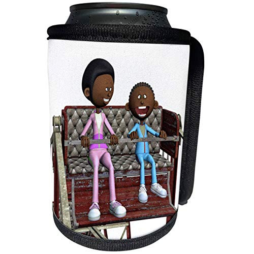3dRose Boehm Graphics Cartoon - An Cartoon African American Mother and Son riding a Ferris Wheel - Can Cooler Bottle Wrap -cc-245587-1-