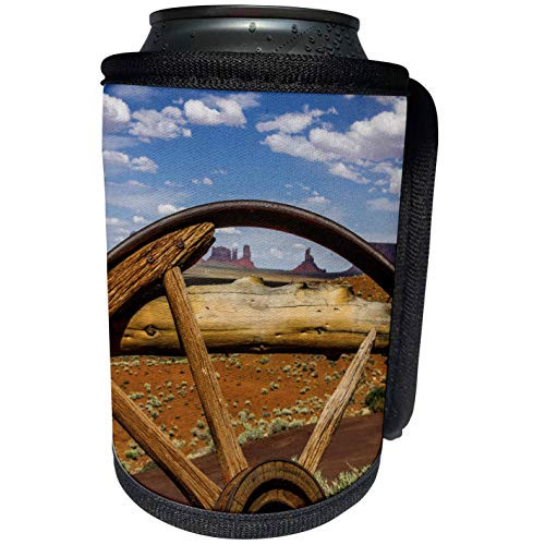 3dRose Danita Delimont - Monument Valley - View through wagon wheel of Monument Valley Tribal Park, Arizona - Can Cooler Bottle Wrap -cc-250519-1-