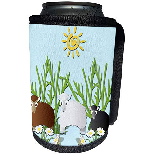 3dRose RinaPiro - Kids - Kids decor. Three sheep. Blue background. - Can Cooler Bottle Wrap -cc-253866-1- 3dRose RinaPiro - Kids - Kids decor. Three sheep. Blue background. - Can Cooler Bottle Wrap -cc-253866-1-